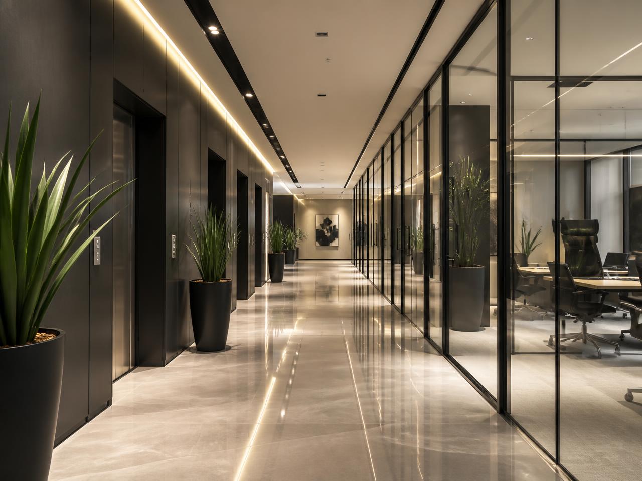 Polished commercial hallway